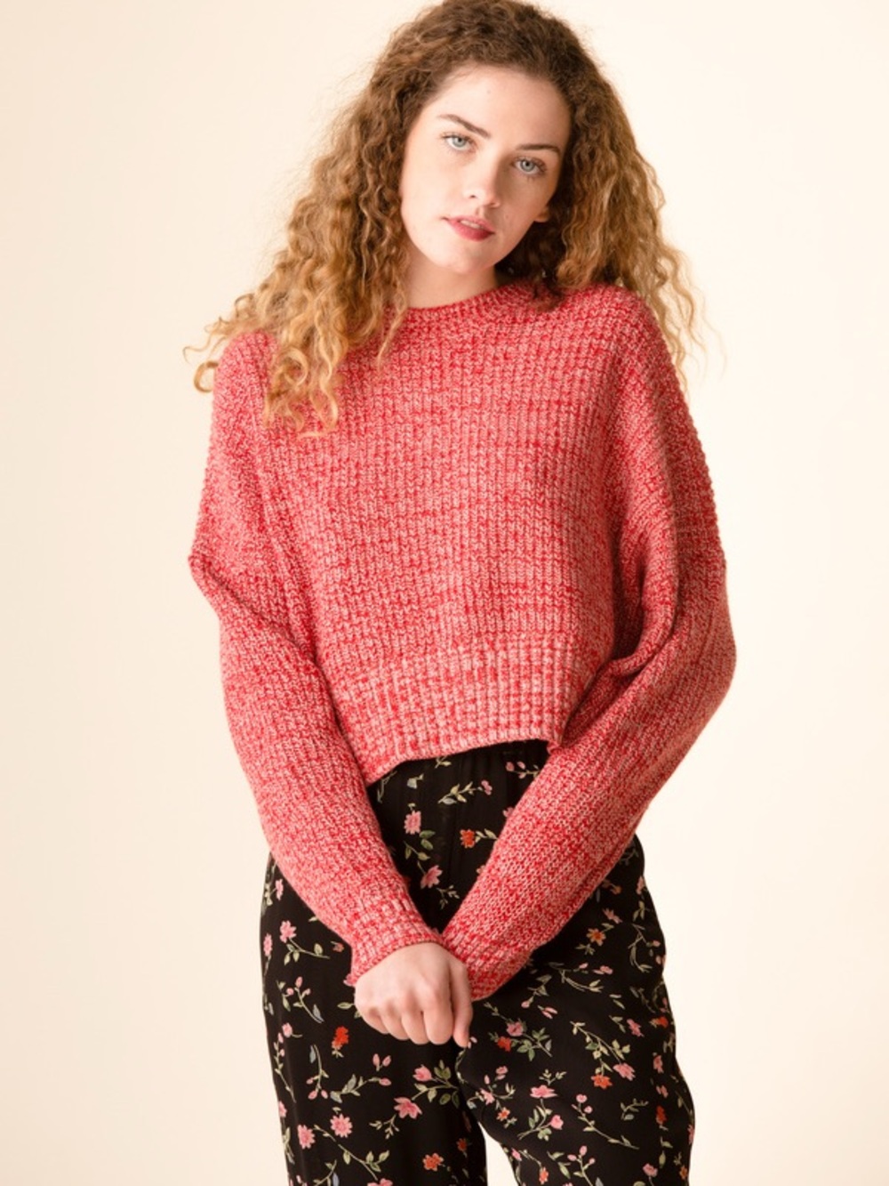 A.L.C. Webster Cropped Crewneck Sweater in Red
